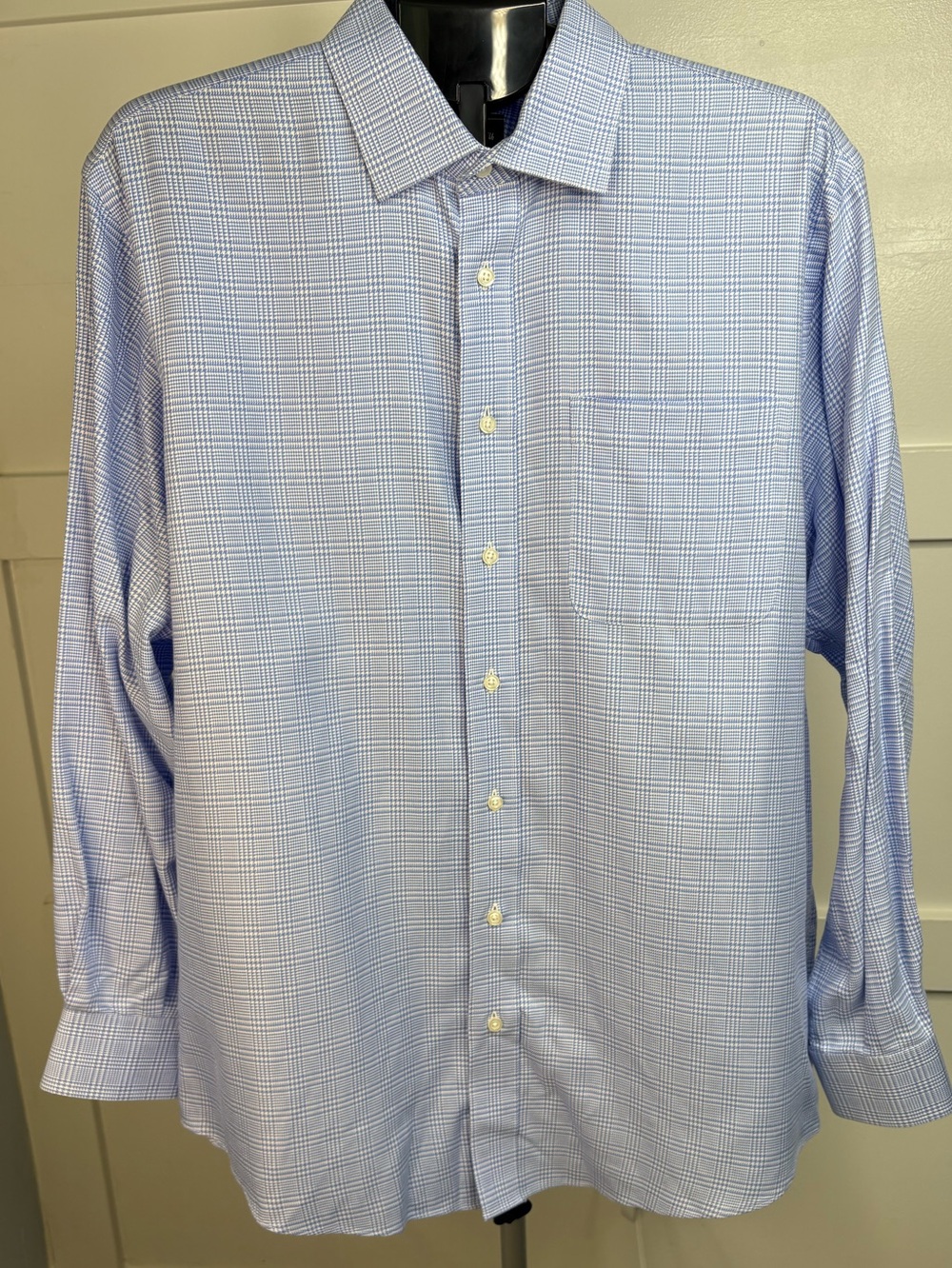 Neiman Marcus Light Blue Checked Dress Shirt